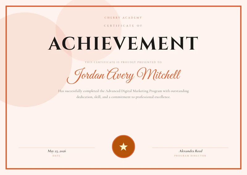 Certificate of Achievement (Coral)