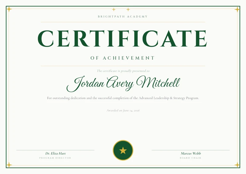 BrightPath Academy Certificate