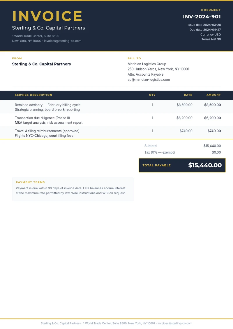 Corporate Dark Invoice