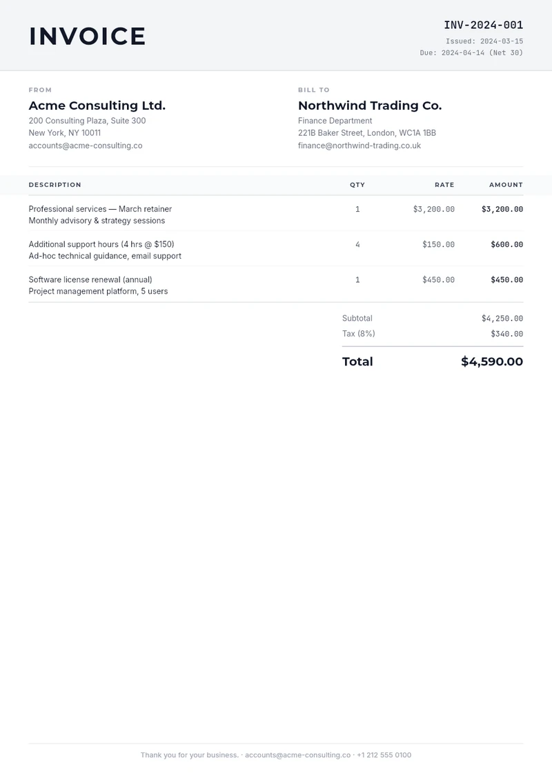 Simple Grey Invoice